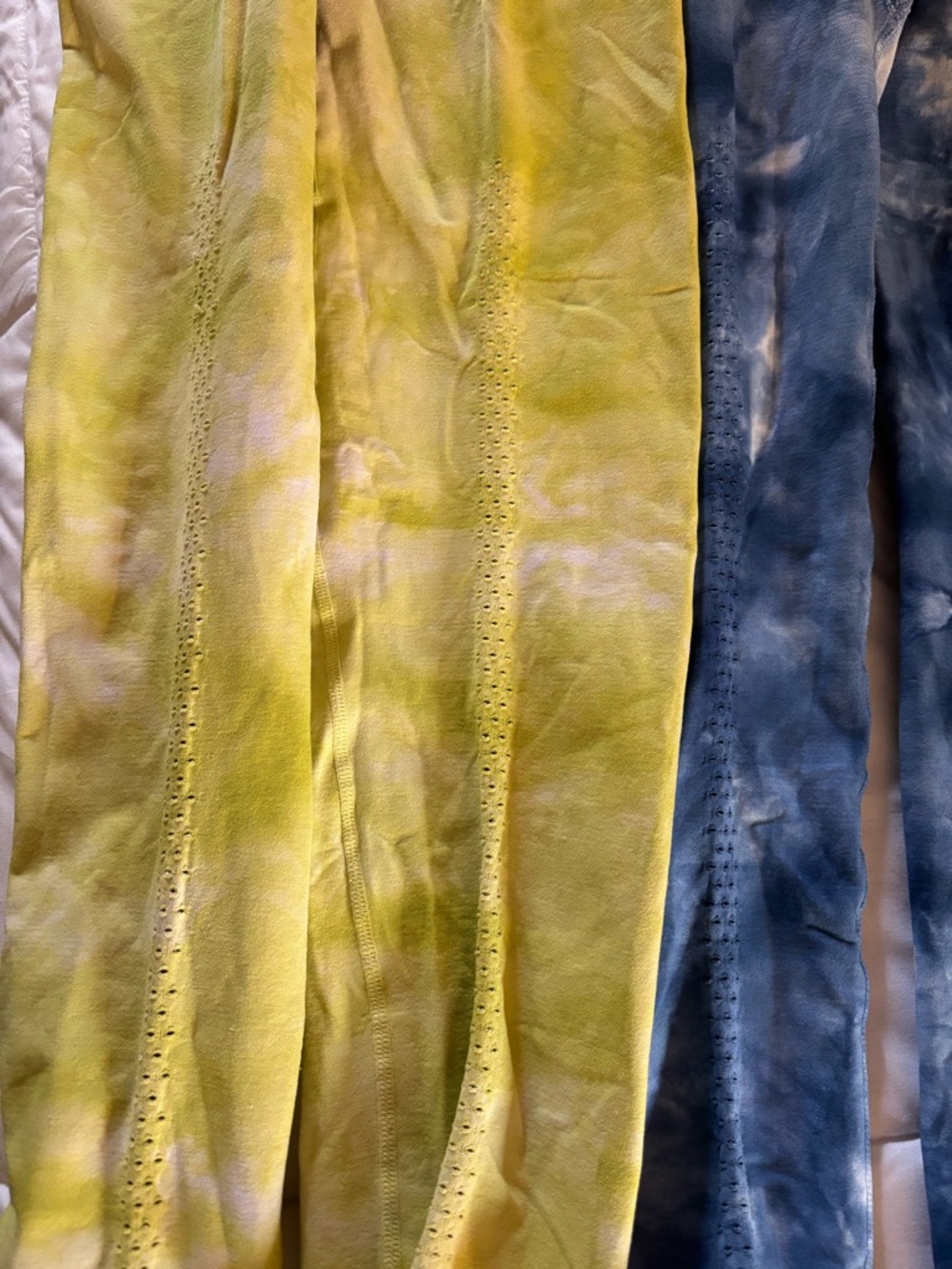 Free People Tie-Dye Ribbed Waist Leggings - Blue, Green, Yellow - Picture 4 of 6